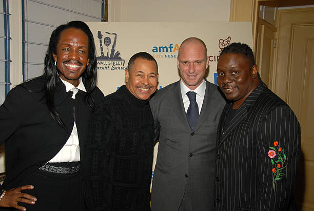 Verdine White, Ralph Johnson and Philip Bailey of Earth, Wind and Fire with Giuseppe Cipriani