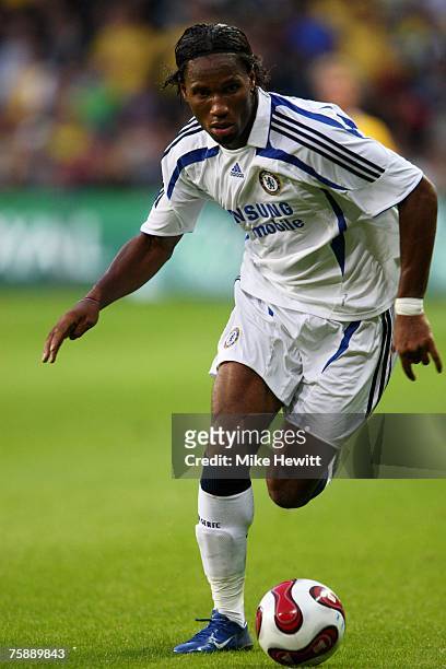 Didier Drogba of Chelsea in action during the pre-season friendly between Brondby and Chelsea at the Brondby Stadium on July 31, 2007 in Copenhagen,...