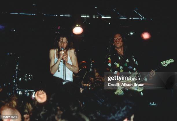 Layne Staley and Jerry Cantrell performing with Alice in Chains at the Offramp in Seattle, 4th February 1991.