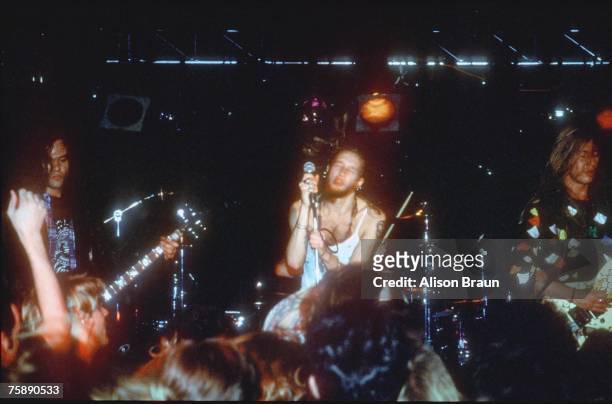Alice in Chains Mike Starr, Layne Staley and Jerry Cantrell performing at the Offramp in Seattle, 4th February 1991.