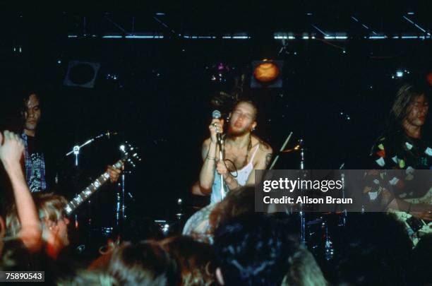 Alice in Chains Mike Starr, Layne Staley and Jerry Cantrell performing at the Offramp in Seattle, 4th February 1991.
