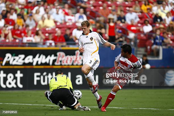 Dallas Carlos Ruiz and Ty Harden during the 2007 SuperLiga match between the LA Galaxy and FC Dallas on July 31, 2007 in in Frisco, Texas. LA wins...