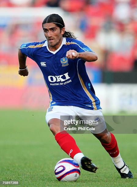 Pedro Mendes of Portsmouth during the pre-season friendly match between AFC Bournemouth and Portsmouth at Dean's Court on July 31, 2007 in...