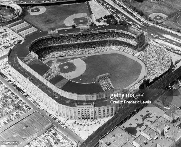 Yankee Stadium in the Bronx, New York City, circa 1955. The stadium is the home of the New York Yankees baseball team.