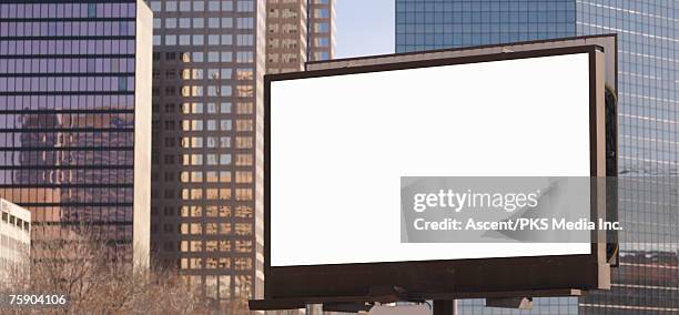 blank billboard in downtown setting - downtown stock pictures, royalty-free photos & images