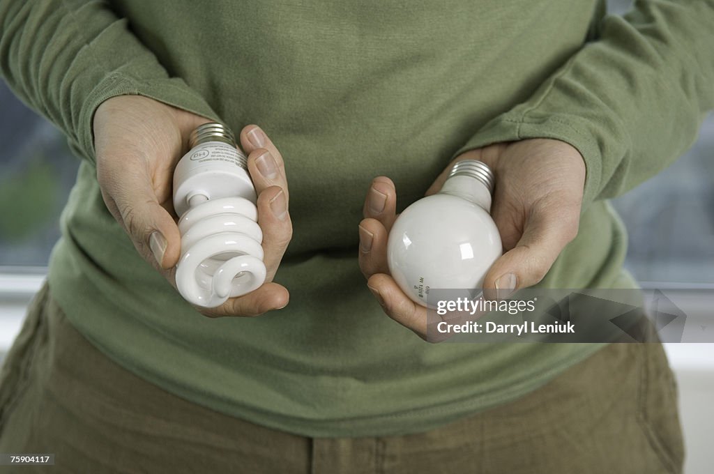 Man holding bulbs