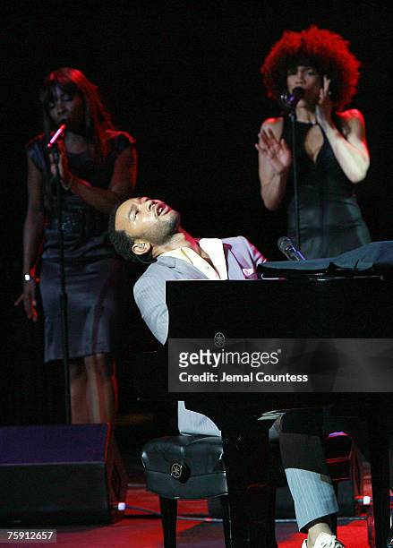 John Legend performs at the Clinton Foundation Millennium Network Reception held at Roseland Ballroom on July 31, 2007 in New York City