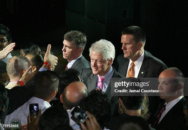 Former President William Jefferson Clinton greets the audience in attendance at the Clinton Foundation Millennium Network Reception held at Roseland...