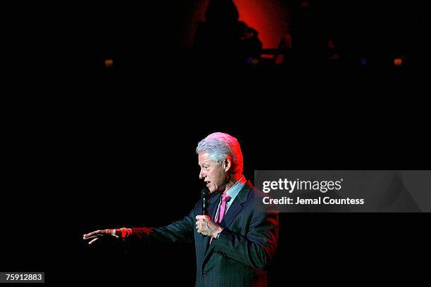 Former President William Jefferson Clinton addresses the audience in attendance at the Clinton Foundation Millennium Network Reception held at...