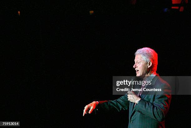 Former President William Jefferson Clinton addresses the audience in attendance at the Clinton Foundation Millennium Network Reception held at...