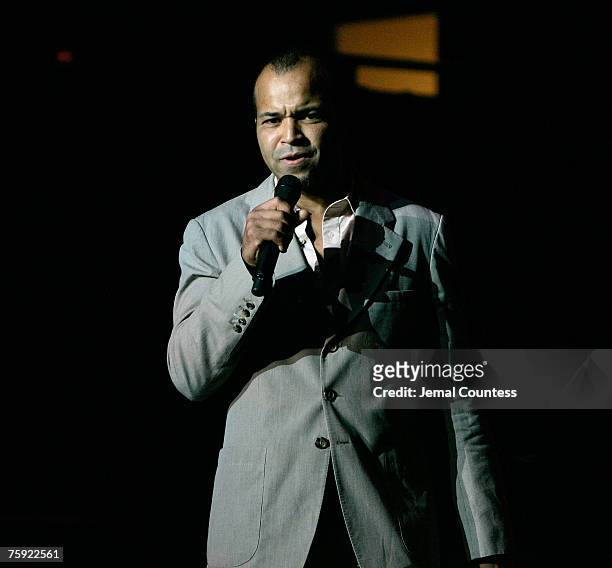 Actor Jeffrey Wright addresses the audience in attendance at the Clinton Foundation Millennium Network Reception held at Roseland Ballroom on July...