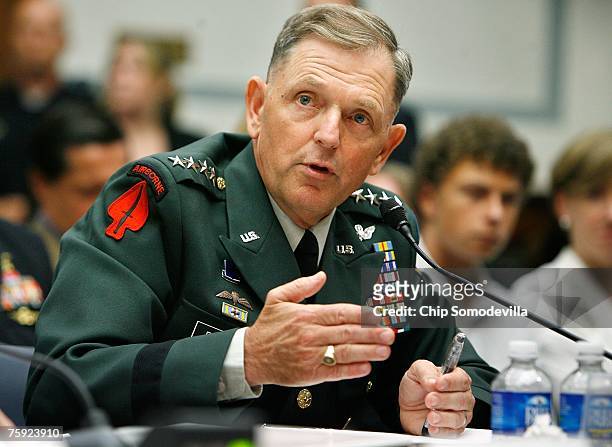 Former commander of the U.S. Special Operations Command Gen. Bryan Brown testifies to the House Oversight and Government Reform Committee about the...