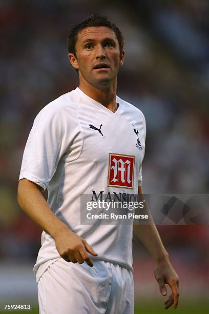 Robbie Keane looks on during the Pre Season Friendly match between Leyton Orient and Tottenham Hotspur at Brisbane Road on August 1, 2007 in London,...