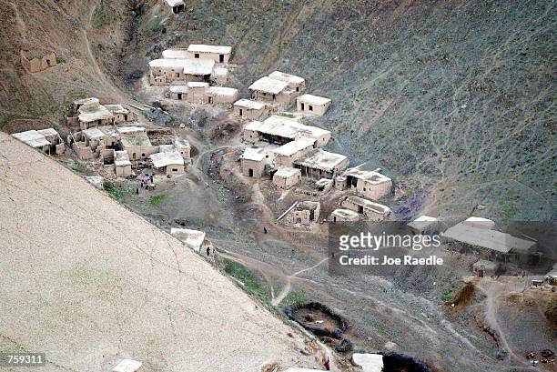 An aerial view of a village in the earthquake hit zone appears to show slight damage March 27, 2002 near the epicenter of the earthquake in the Hindu...