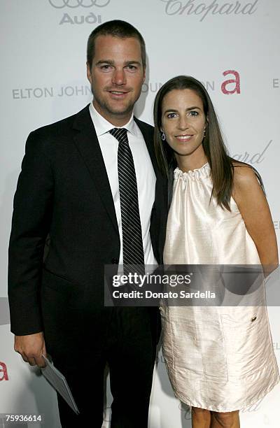 Chris O'Donnell and Caroline Fentress at Elton John AIDS Foundation Oscar Party Sponsored by Audi