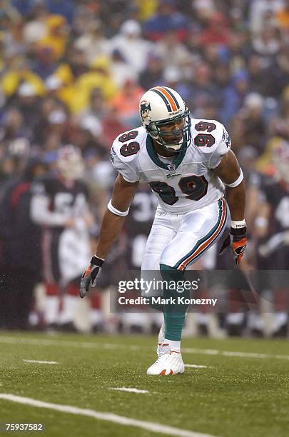 Miami Dolphins defensive end Jason Taylor during a game against the Buffalo Bills at Ralph Wilson Stadium in Orchard Park, New York on December 17,...