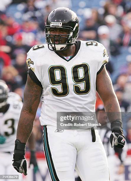 Jaguars' Marcus Stroud during game between the Buffalo Bills and the Jacksonville Jaguars at Ralph Wilson Stadium in Orchard Park, New York on...