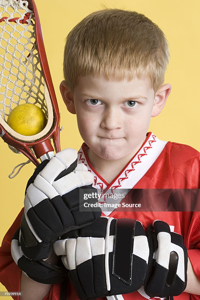 Boy ready for lacrosse