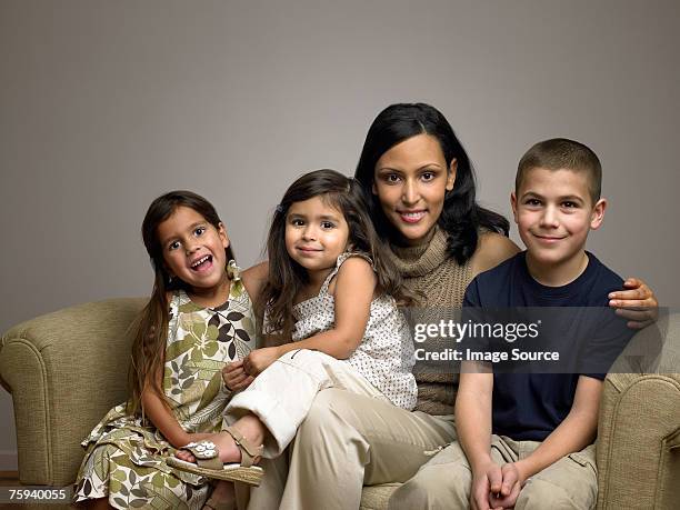 mother and children - three children only stock pictures, royalty-free photos & images