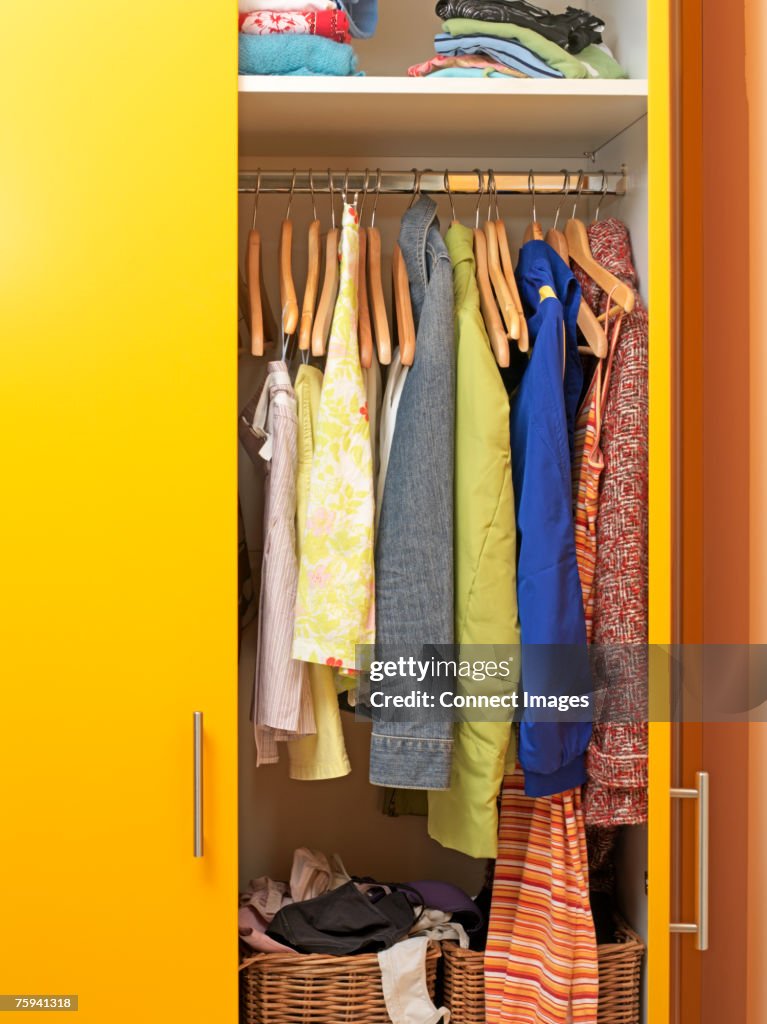 Clothes in a closet