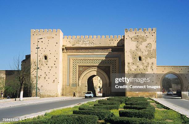 city gate meknes - meknes stock pictures, royalty-free photos & images