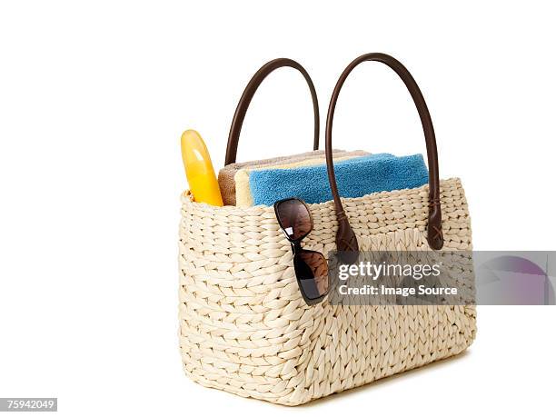 beach bag - beach bag stock-fotos und bilder