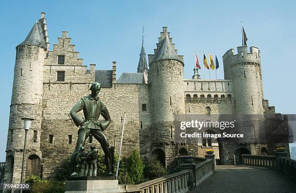 castle steen antwerp - antwerp city belgium stock pictures, royalty-free photos & images