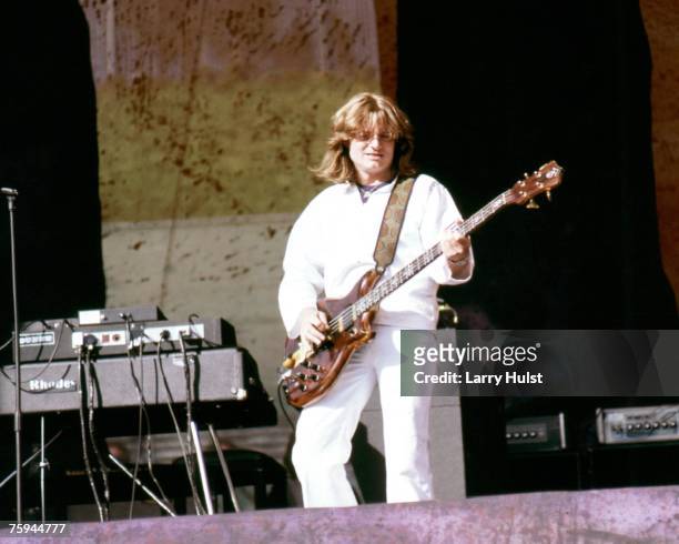 Bassist John Paul Jones of the rock band "Led Zeppelin" performs onstage in 1977.