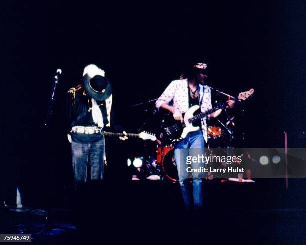 Blues band Stevie Ray Vaughan and Double Trouble perform onstage in circa 1986.