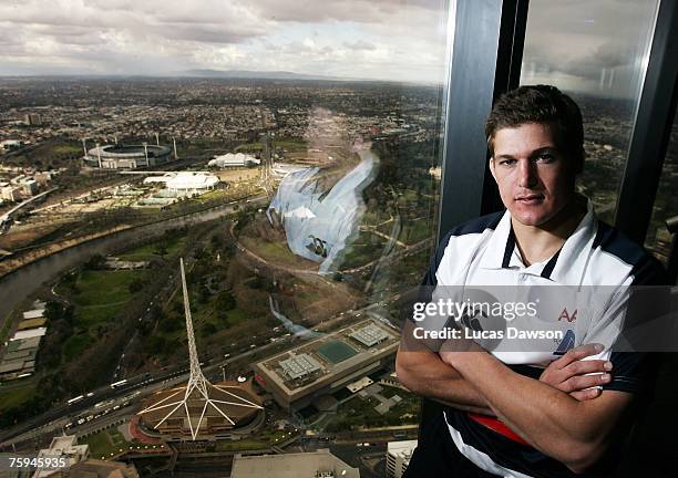 Luke Burgess poses during the Melbourne Rebels team launch at Eureka Skywalk on August 3, 2007 in Melbourne, Australia.