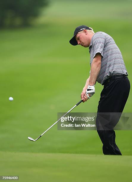 Richard Finch of England in action during the second round of the Russian Open Golf Championship at the Moscow Country Club August 3, 2007 in Moscow,...