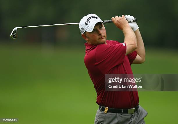 Kyron Sullivan of Wales in action during the second round of the Russian Open Golf Championship at the Moscow Country Club August 3, 2007 in Moscow,...