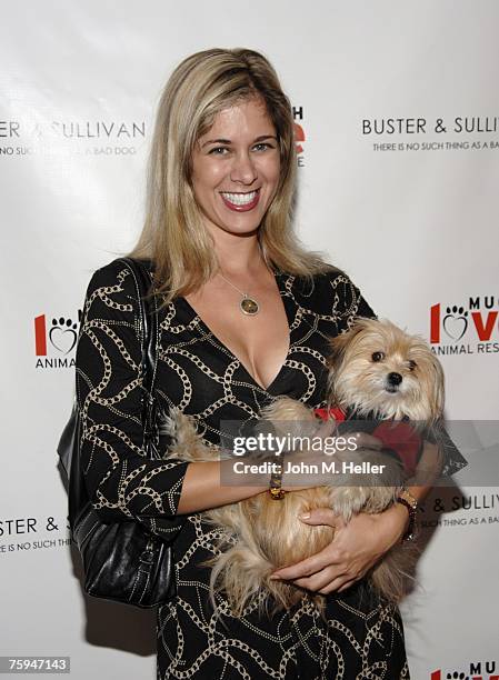 Annie Wood and Lucy attend the Grand Opening of "Buster & Sullivan" an upscale Dog Boutique on August 2, 2007 in Malibu, California.