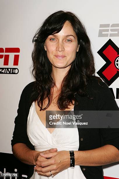 Actress Carrie-Anne Moss arrives to the Disturbia DVD Launch and X Games 13 Kick Off Party at The Standard Downtown Hotel on August 02, 2007 in Los...