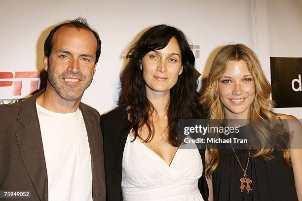 Director D.J. Caruso, Actress Carrie-Anne Moss and Actress Sarah Roemer arrives at the "Disturbia" DVD release party at The Standard Hotel on August...