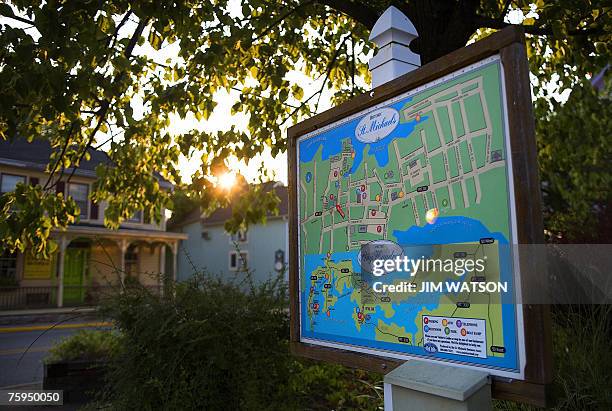 Map at the information center in St. Michaels, Maryland, is seen 01 August, 2007. St. Michaels is where US pop star Michael Jackson reportedly stayed...