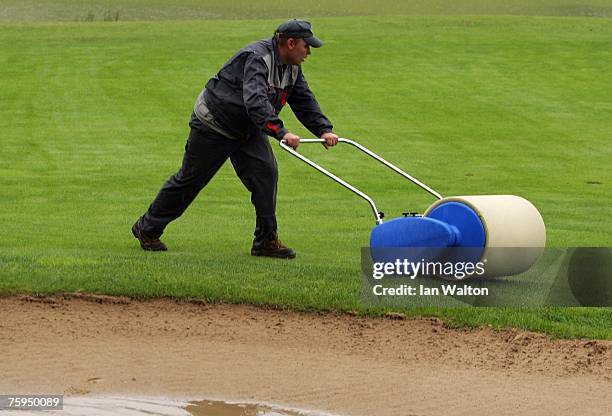 Rain suspends play during the second round of the Russian Open Golf Championship at the Moscow Country Club August 3, 2007 in Moscow, Russia.