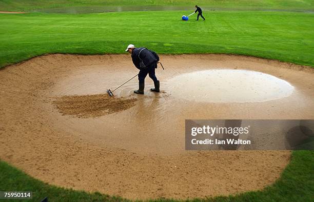 Rain suspends play during the second round of the Russian Open Golf Championship at the Moscow Country Club August 3, 2007 in Moscow, Russia.