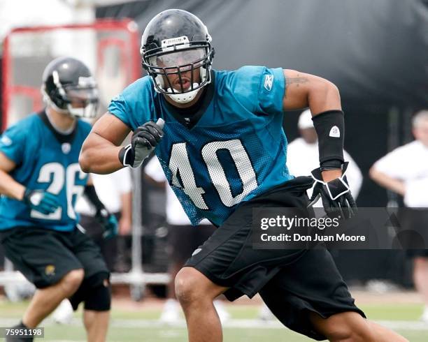 Jaguars Rookie FS Josh Gattis during the first session mini camp at the Jacksonville Jaguars practice facility in Jacksonville, FL, Saturday, May 11,...