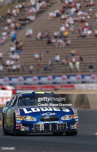 Jimmie Johnson in action during practice for the Nextel NASCAR Dodge Save Mart 350 at Infineon Raceway in Sonoma, California June 26, 2004.