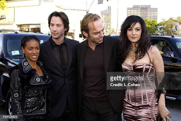 Jada Pinkett-Smith, Keanu Reeves, Hugo Weaving and Monica Bellucci of "The Matrix Reloaded," May 2003