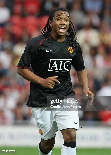 Anderson of Manchester United in action during the pre-season friendly match between Doncaster Rovers and Manchester United at Keepmoat Stadium on...
