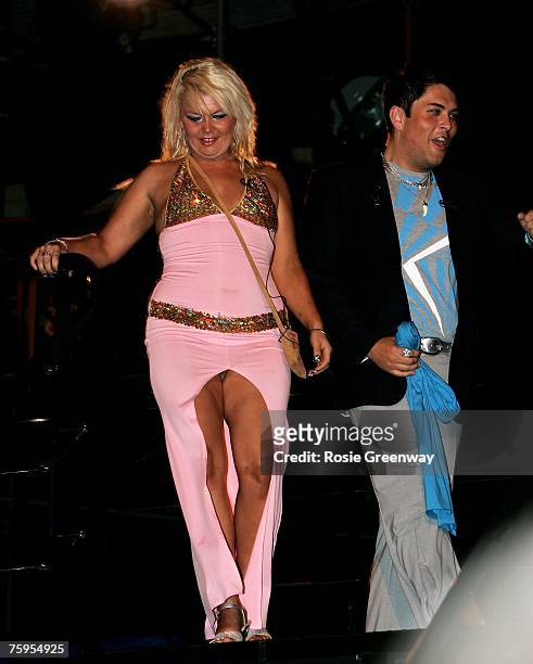 Shanessa Reilly and David Parnaby leave the 'Big Brother' show house following their eviction in Borehamwood on August 3, 2007 near London, England....