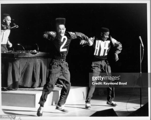 Rappers Kid and Play of Kid-N-Play performs at the Arie Crown Theater in Chicago, Illinois in February 1989.