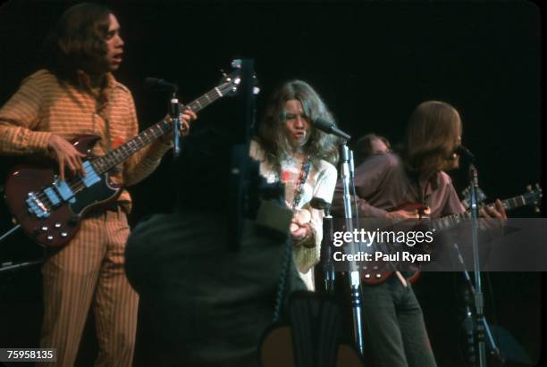 Singer Janis Joplin of the bblues/rock band Big Brother and the Holding Company performs at the Monterey Pop Festival at the Monterey County...