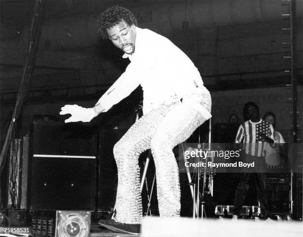 Dancer and choreographer Anthony ‘Baby Gap’ Walker performs with The Gap Band at the U.I.C. Pavilion in Chicago, Illinois in January 1983.