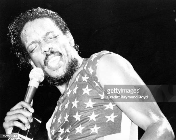 Singer Charlie Wilson of The Gap Band performs at the U.I.C. Pavilion in Chicago, Illinois in January 1983.