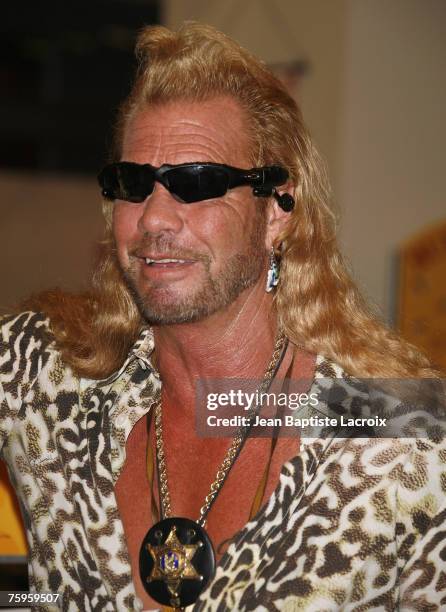 Duane Chapman aka "Dog The Bounty Hunter" signs his memoir, "You Can Run But You Can't Hide" at Borders on August 3, 2007 in Hollywood, California.