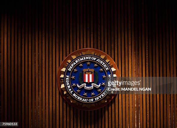 Crest of the Federal Bureau of Investigation is seen 03 August 2007 inside the J. Edgar Hoover FBI Building in Washington, DC. AFP PHOTO/Mandel NGAN