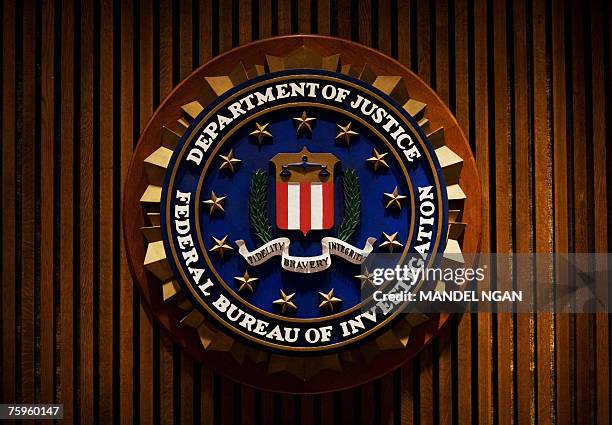 Crest of the Federal Bureau of Investigation is seen 03 August 2007 inside the J. Edgar Hoover FBI Building in Washington, DC. AFP PHOTO/Mandel NGAN